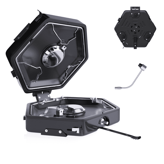 Cofiyard Black Propane 2 Burner Camping Stove with Bag, Portable Folding Gas Stove for Camp, 17,000 Btu Adjustable Burners