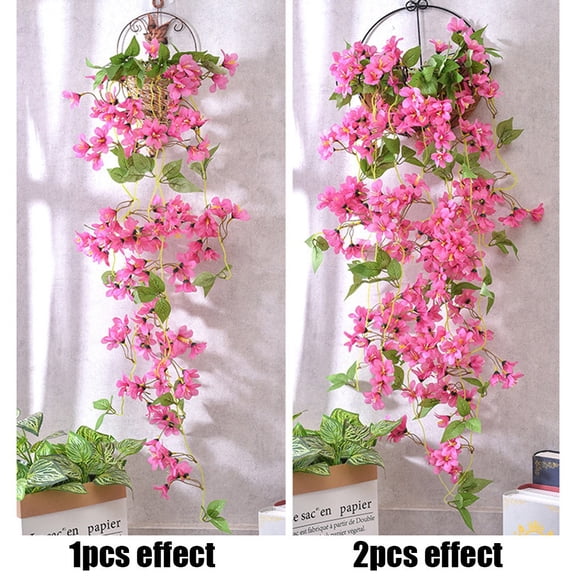Cogfs 1 Pcs Artificial Winter Jasmine,Artificial Hanging Silk Flowers Vine Plant Garden Decor Indoor Outdoor