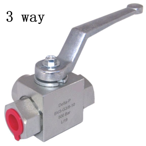 Cogfs 1 Pcs Hydraulic 3 Way High Pressure Ball Valve - 1/4\" to 1\" BSP - 500 Bar MWP