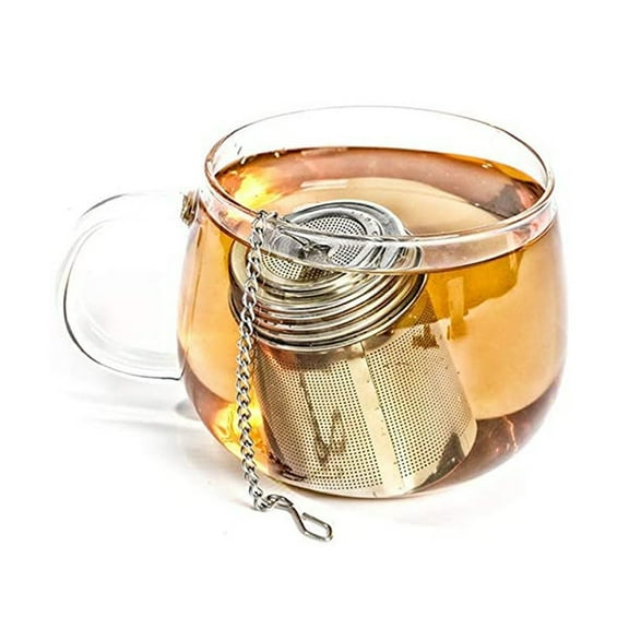 Cogfs 1 Pcs Stainless Steel Tea Infuser,Tea Ball Infuser & Cooking Infuser Extra Fine Mesh Tea Infuser Screw Top with Extended Chain Hook to Brew Loose Leaf Tea, Spices & Seasonings Silver,L