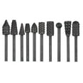 thumbnail image 1 of Cogfs 10 Pcs 1/8” Shank Rotary Burr Rasp Set Carbon Steel Wood Carving File Drill Bits, 1 of 9