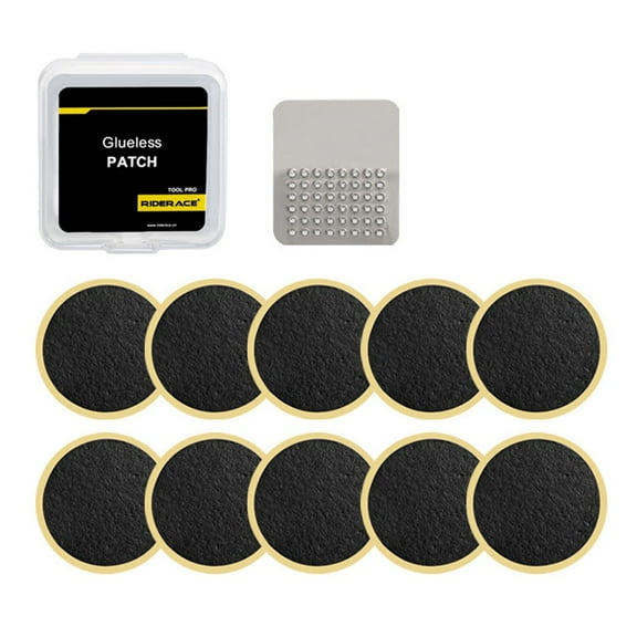 Cogfs 10 Pcs Bicycle Tire Patch Glueless Self-Adhesive E-bike Tyre Tube Puncture Repair Rubber Patch Tools Weatherproof Cycling Parts Cycling-Bicycle Components&Parts