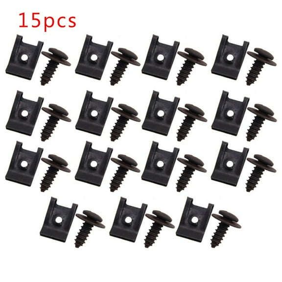 Cogfs 15 Set Spring Metal U-type Clip With Screw Car Bumper Fender Trim Panel Fasteners