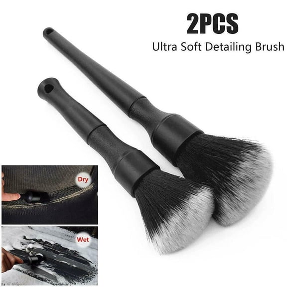 Cogfs 2 Pcs Car Detailing Brush Detail for Cleaning Wheels Engine Emblems Air Vents Set