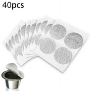 Cogfs 40 Pcs Refillable Pod Stickers,Self Adhesive Aluminum Foil Lids Coffee Capsule Cup Sealed Film