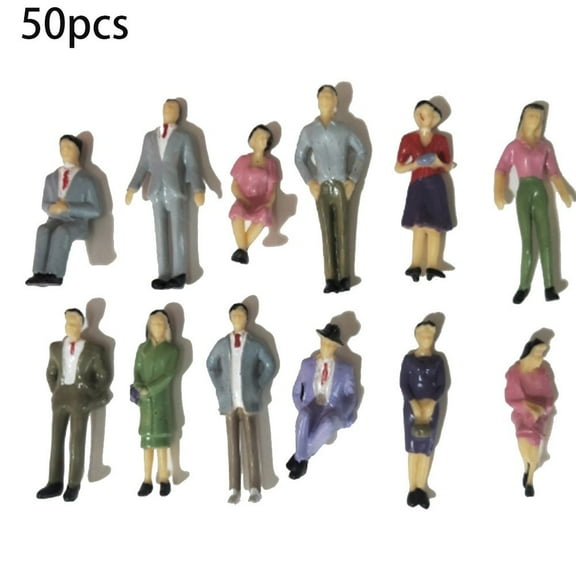 Cogfs 50 Pieces Tiny People Figurines Set 1:32 Scale Model People Hand Painted Model Architectural Painted Figures for Miniature Scenes