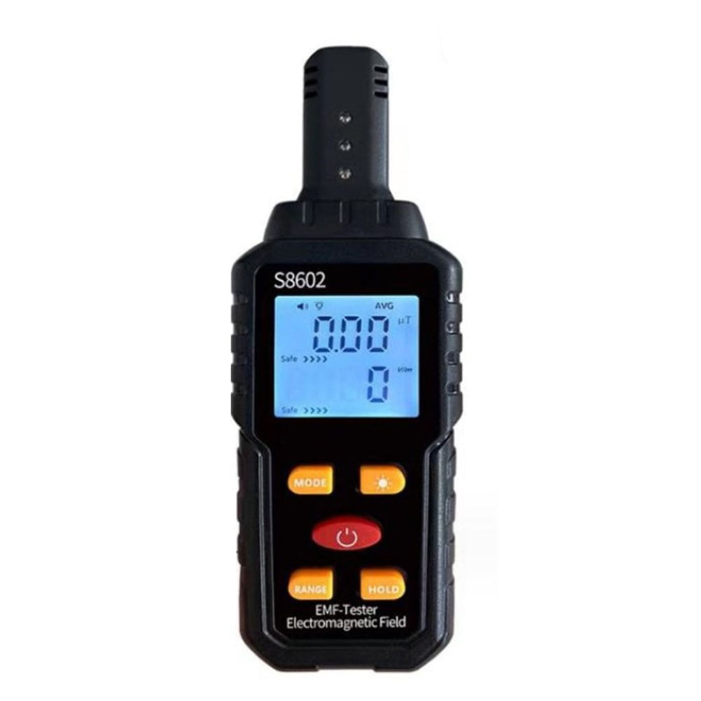 Black Handheld EMF Radiation Detector with LCD Display