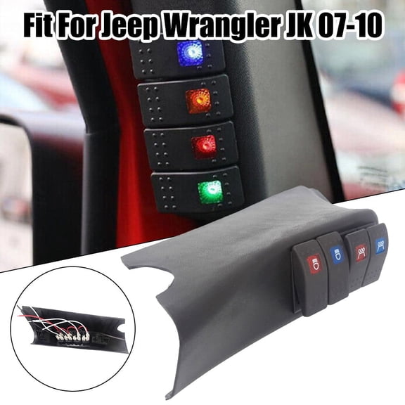 Cogfs Left Side A-Pillar Four Rocker Switch Pod Panel Fit for Jeep Wrangler JK 07-10