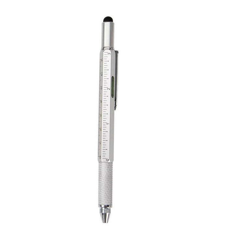 Cogfs Multi function Tool Pen Spirit Level Scale Touch Screen 6 in 1 Metal Ballpoint Pen 1 Pcs