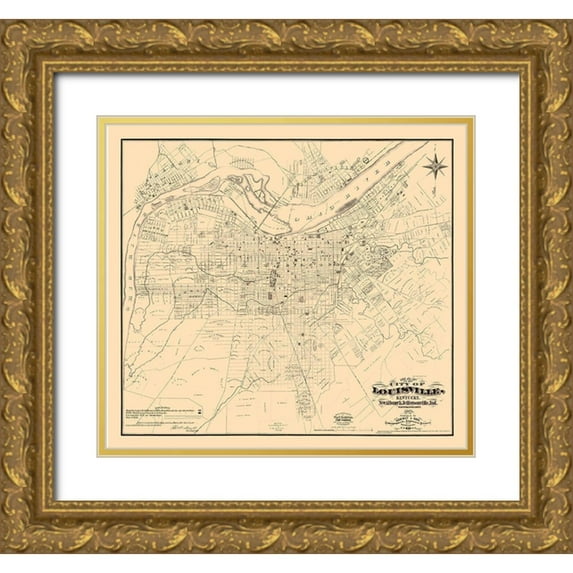 Coghlan 13x12 Gold Ornate Wood Framed with Double Matting Museum Art Print Titled - Louisville Kentucky - Coghlan 1873