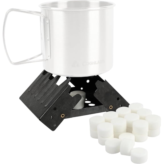 Coghlan's Emergency Stove - Lightweight, Portable Camping Stove for Backpacking, Survival, and Outdoor Cooking - Foldable Design with 24 Fuel Tablets Included (Compact for Travel and Storage)