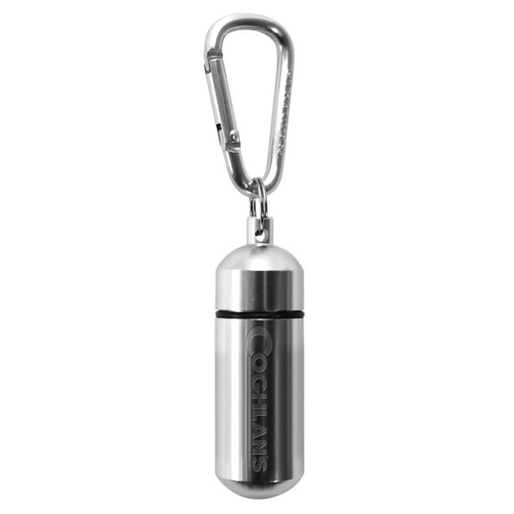 Coghlan's Aluminum Capsule with Carabiner, Watertight Seal - Small .8 x 2.44 in"