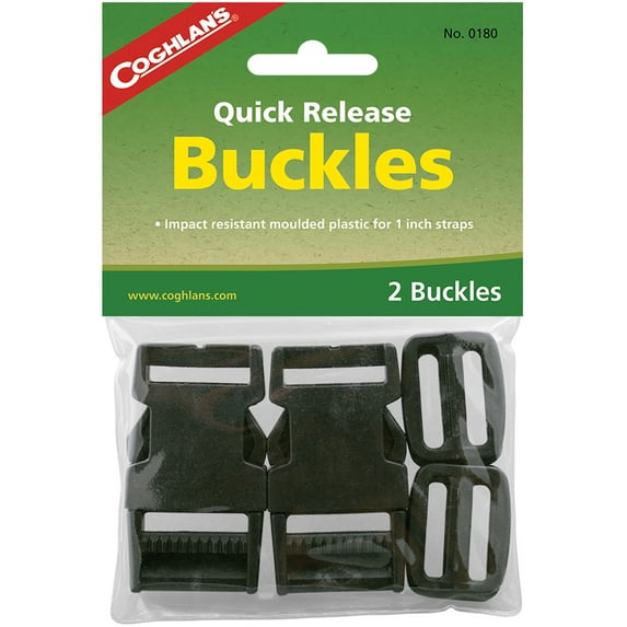 Coghlan's Quick Release Buckle, Impact Resistant Plastic, Black, 2 Pack