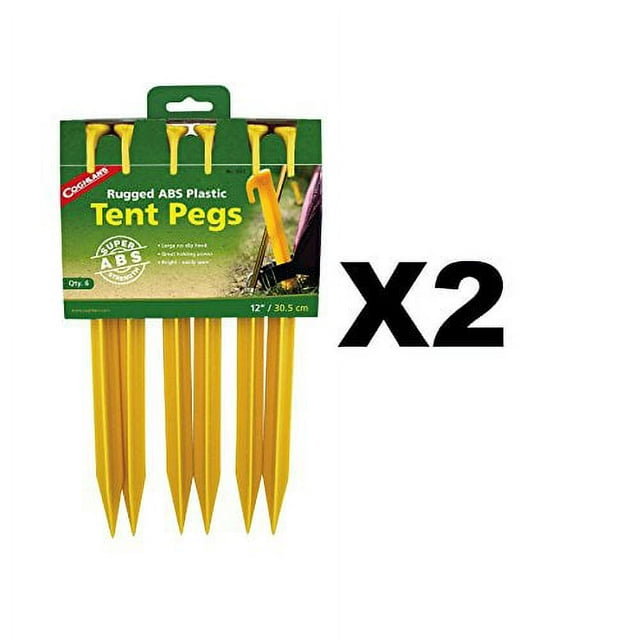 Coghlan's Rugged ABS Plastic Tent Pegs - 12", Yellow (12-Pack)