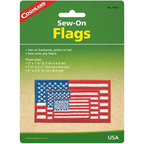 Coghlan's Sew-On Flags, USA, Sew to any Fabric, Backpack, Tent, Jacket, Hat