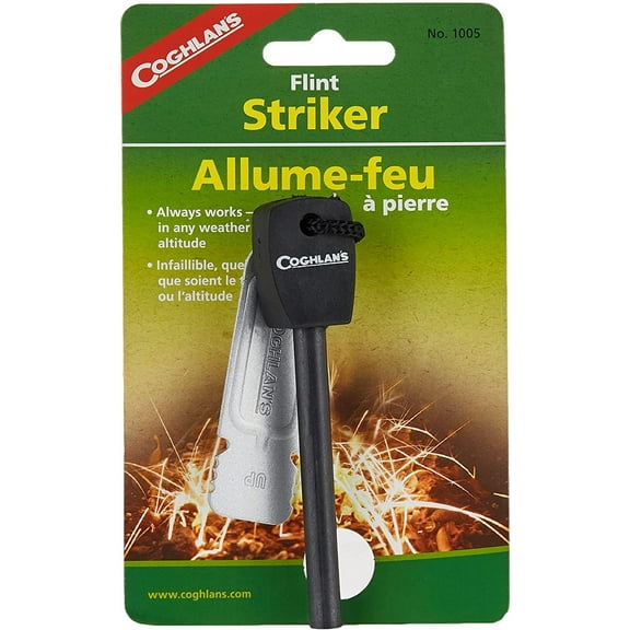 Coghlan's Waterproof Flint Striker - Friction Fire Starter - Black, 3 7/8 In