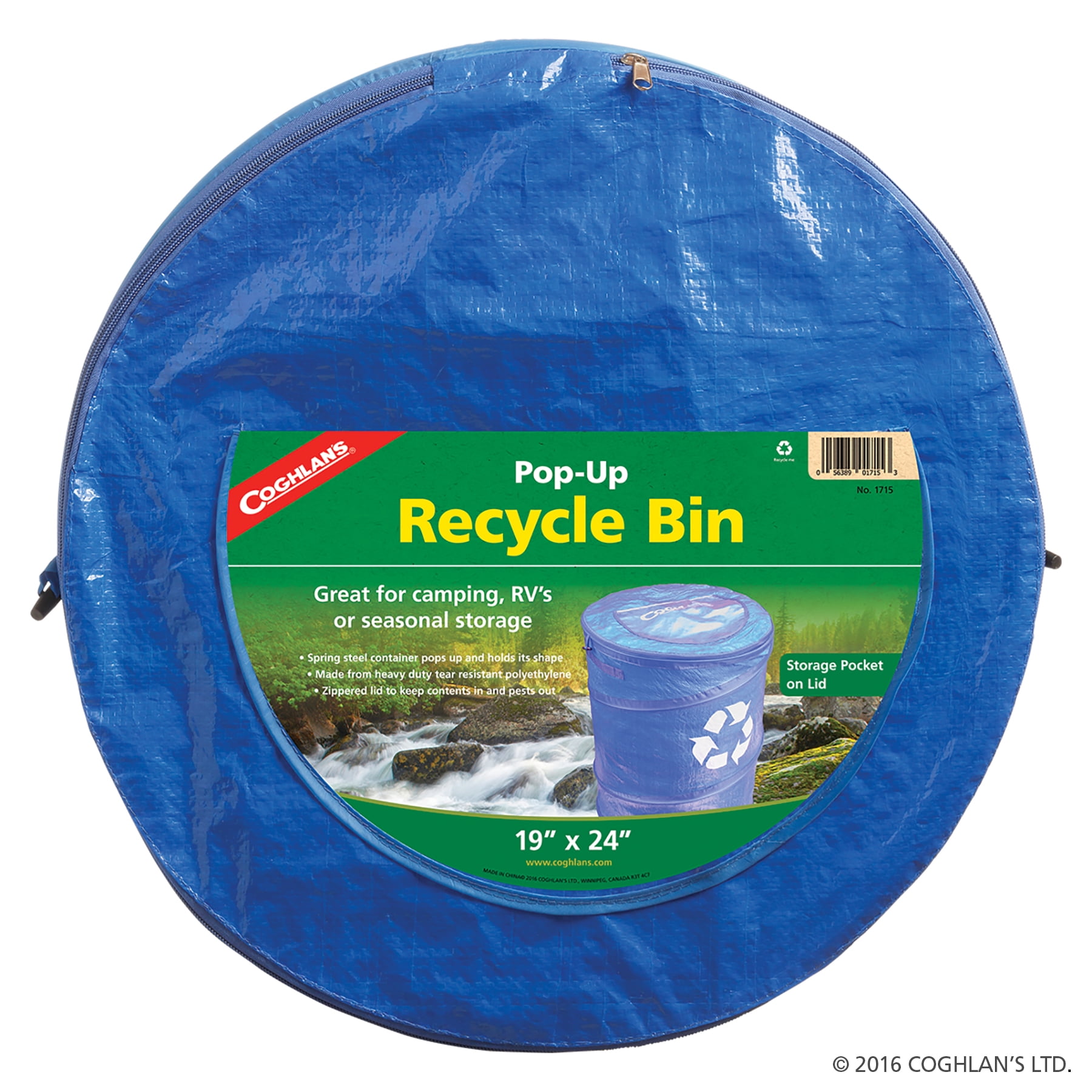Blue Collapsible 29.5 Gallon Wheeled Outdoor Recycle Bin