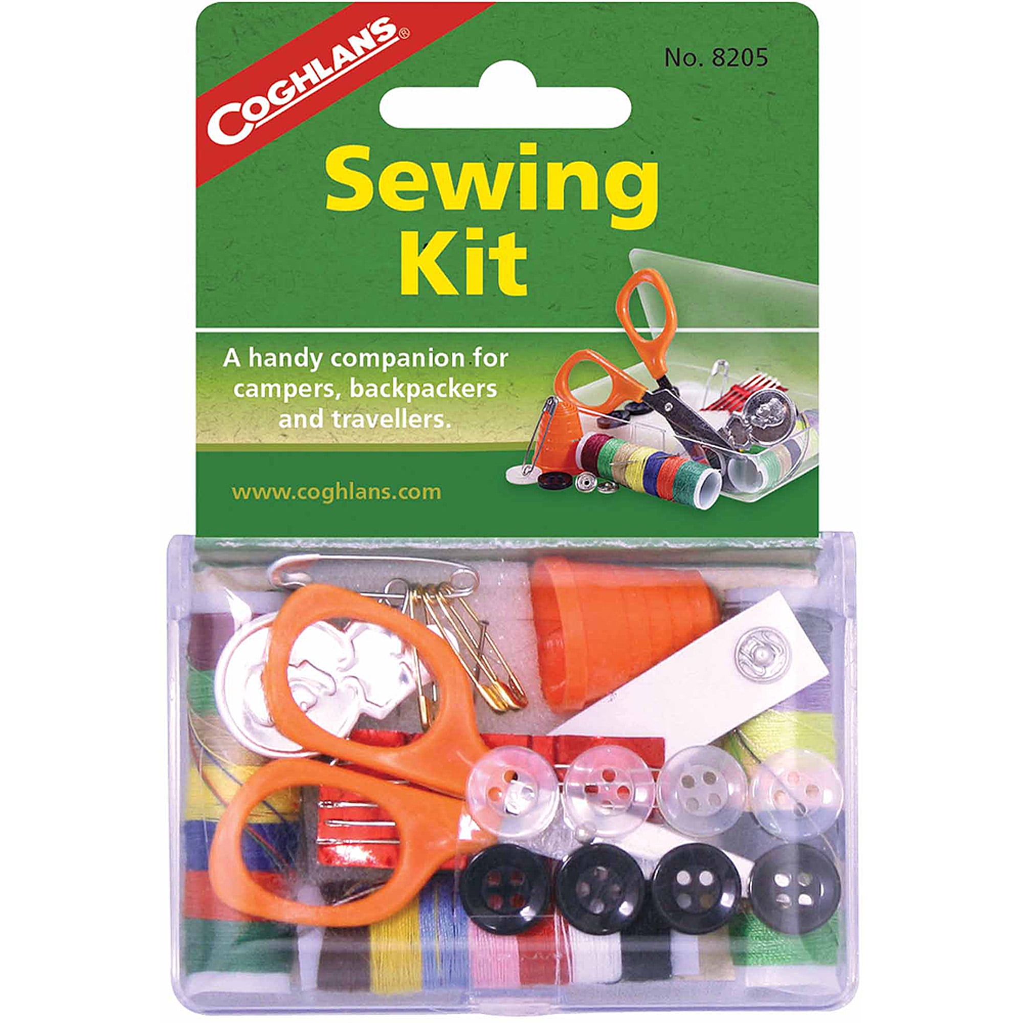 Compact Orange and Clear Plastic Sewing Kit