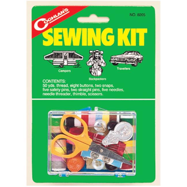 Compact Orange and Clear Plastic Sewing Kit