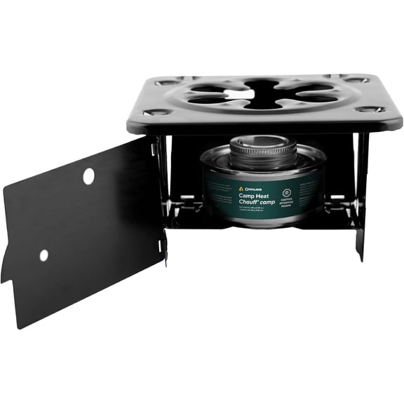 Coghlan's Portable Folding Camp Stove Compact, Lightweight Steel Cooking Stove for Camping, Backpacking, Hiking, or Emergency Use Uses Canned Heat or Fuel Tablets, Black