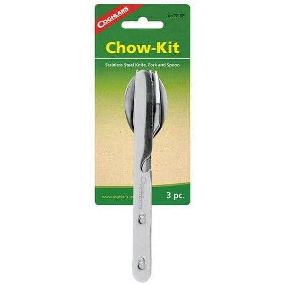 Coghlan's Chow Kit Knife Fork Spoon Set - Stainless Steel, Reusable Pouch - Multicolor