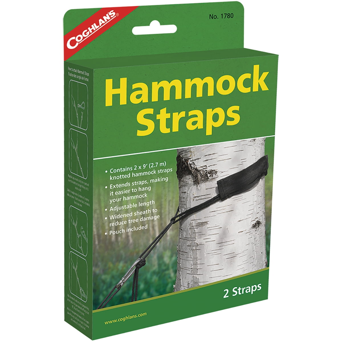 Black Nylon Adjustable Hammock Tree Straps - 2-Pack
