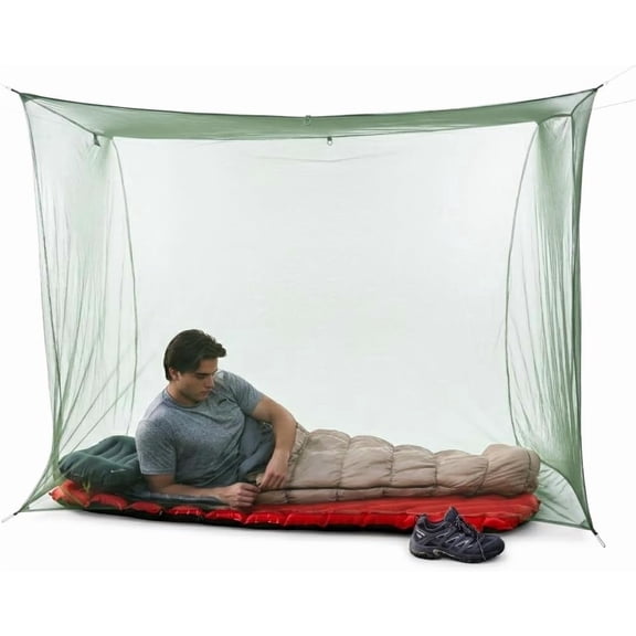 Coghlan's Double Rectangular Mosquito Net  Insect Protection for Camping, Hiking & Travel  Fits Two Sleeping Bags or Cots  Includes Setup Kit & Carry Bag  Green, 63" x 78" x 78"