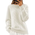 thumbnail image 1 of Cogild Cable Knitted Crew Neck Long Sleeve Pullover Sweaters for Womens Soft Textured Casual Fall Winter Knitwear Tops for Daily and Office Wear, 1 of 7