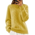 thumbnail image 1 of Cogild Cable Knitted Crew Neck Long Sleeve Pullover Sweaters for Womens Soft Textured Casual Fall Winter Knitwear Tops for Daily and Office Wear, 1 of 7
