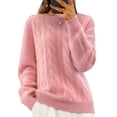 thumbnail image 1 of Cogild Cable Knitted Crew Neck Long Sleeve Pullover Sweaters for Womens Soft Textured Casual Fall Winter Knitwear Tops for Daily and Office Wear, 1 of 6