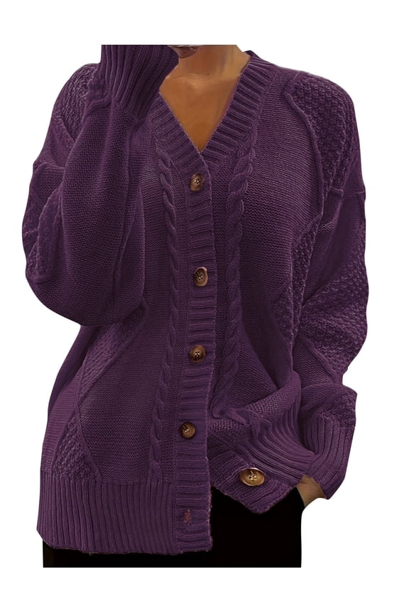 Cardigans for Women’s Oversized Knitted Button Up Cardigans with Cable Knitted Button Closure Soft and Sweater for Womens Fall and Winter Cardigans