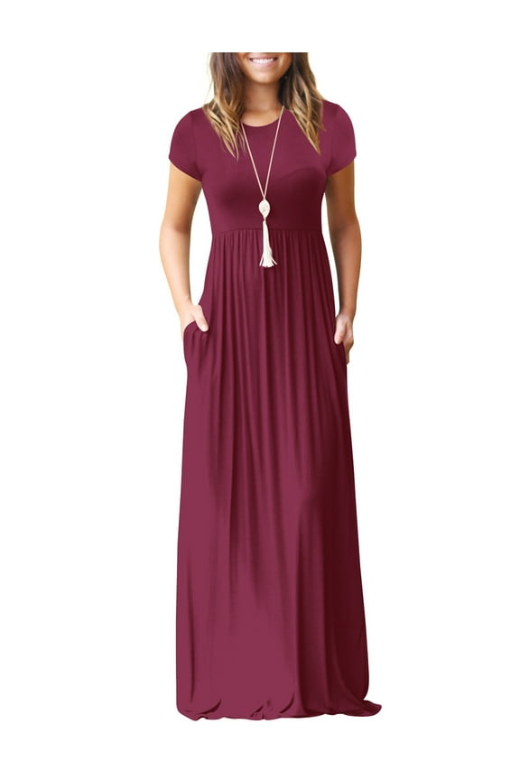 Dress for Womens Summer Casual Solid Color Maxi Dresses Plus Size Sun Dresses
