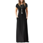 Cogild Dress for Womens Summer Casual Solid Color Maxi Dresses Plus Size Sun Dresses