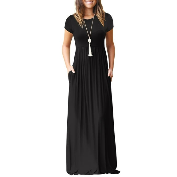 Cogild Dress for Womens Summer Casual Solid Color Maxi Dresses Plus Size Sun Dresses