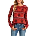 thumbnail image 1 of Cogild Halloween Sweaters for Women Fall Sweater Fair Isle Knit Pumpkin Maple Leaf Pattern Crew Neck Long Sleeve Pullover, 1 of 12