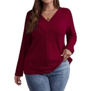 Plus Size Sweaters for Women Ribbed Knit Long Sleeve Oversized Top