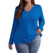 Plus Size Sweaters for Women Ribbed Knit Long Sleeve Oversized Top