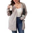 thumbnail image 1 of Cogild Plus Size Women's Long kaqi Brushed Knit Cardigan – Button-Up Outerwear with Front Pockets XL~5XL, 1 of 8