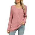 thumbnail image 1 of Cogild Pullover Tops Long Sleeve Tunic Sweaters for Women Causal Sweaters Crew Neck with Button Design, 1 of 6