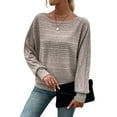 thumbnail image 1 of Cogild Ribbed Knit Pullover Striped Sweaters for Womens Lightweight Shirts for Ladies Long Sleeves Crewneck Design Cozy Oversized Tops, 1 of 7