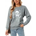 thumbnail image 1 of Cogild Spooky Scream Face Halloween Festival Sweatshirt for Womens Cozy Hollwenns Graphic Pullover Sweatershirts for Womens, 1 of 7