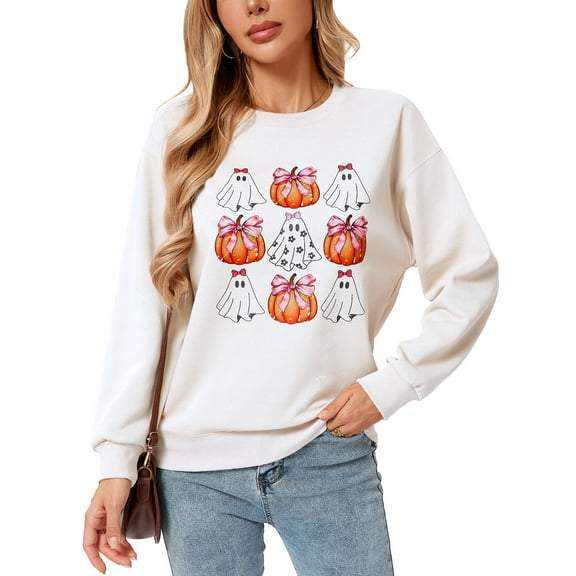 Cogild Spooky Scream Face Halloween Festival Sweatshirt for Womens Cozy Hollwenns Graphic Pullover Sweatershirts for Womens