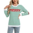 thumbnail image 1 of Cogild Striped Long Sleeve Crew Neck Sweaters for Womens Pullover Top with MERRY Embroidery Christmas Sweaters Womens Sweaters Winter Casual Sweaters for Womens, 1 of 7