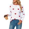 thumbnail image 1 of Cogild Sweaters for Women Heart Pattern Knit Crew Neck Long Sleeve Pullover Sweater, 1 of 10
