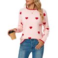 thumbnail image 1 of Cogild Sweaters for Women Heart Pattern Knit Crew Neck Long Sleeve Pullover Sweater, 1 of 10