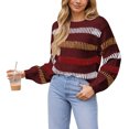 thumbnail image 1 of Cogild Sweaters for Women Striped Crewneck Long Sleeve Knit Pullover Sweater, 1 of 9