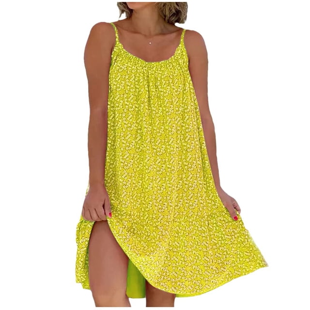 Cogild Swimsuit Cover Up Floral Dress For Women Spaghetti Straps Tank