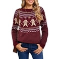 thumbnail image 1 of Cogild Ugly Christmas Sweaters for Womens Tree Gingerbread Man Pattern Sweaters Crew Neck Knitted Sweaters for Womens Warmth Winter Tops, 1 of 7