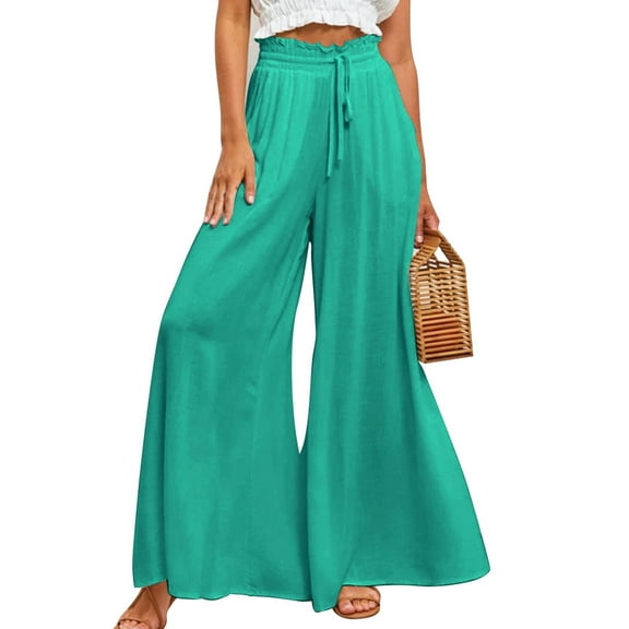 Cogild Wide Leg Pants for Women Casual Outings Beach Days Summer Comfortable Fit Trousers for Womens with Pockets