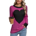 thumbnail image 1 of Women's Heart Pattern Knit Sweater, Long Sleeve Crew Neck Pullover, Soft Cozy Cable Knit Jumper for Fall and Winter, 1 of 7
